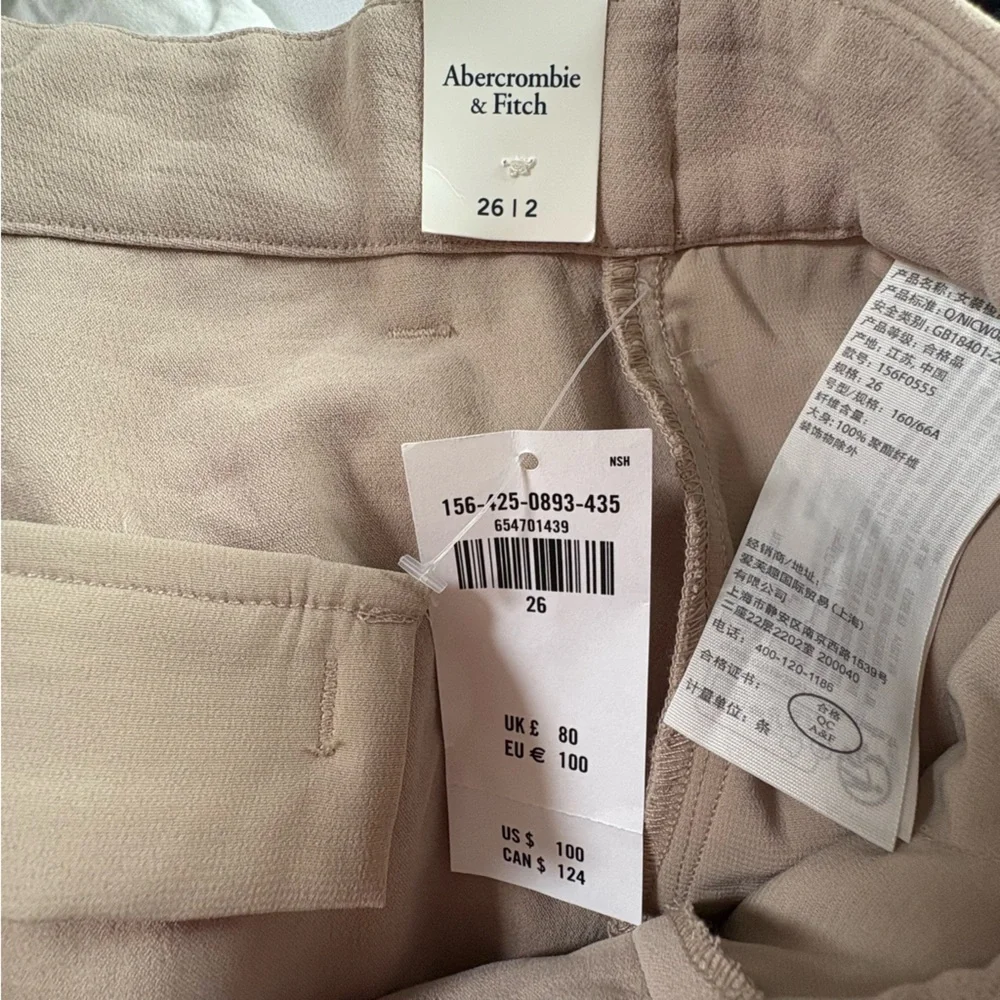 Abercrombie & Fitch Sloane Tailored Wide Leg Pant NWT Taupe Sz 26/2 - Picture 9 of 16